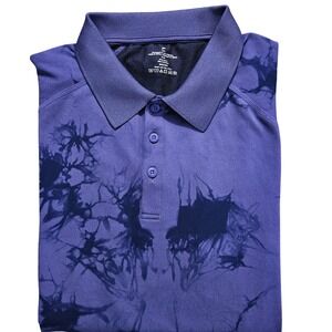 NWT Fablectics The Training Day Polo Men's XXL Short‎ Sleeve Blue Indigo Dye